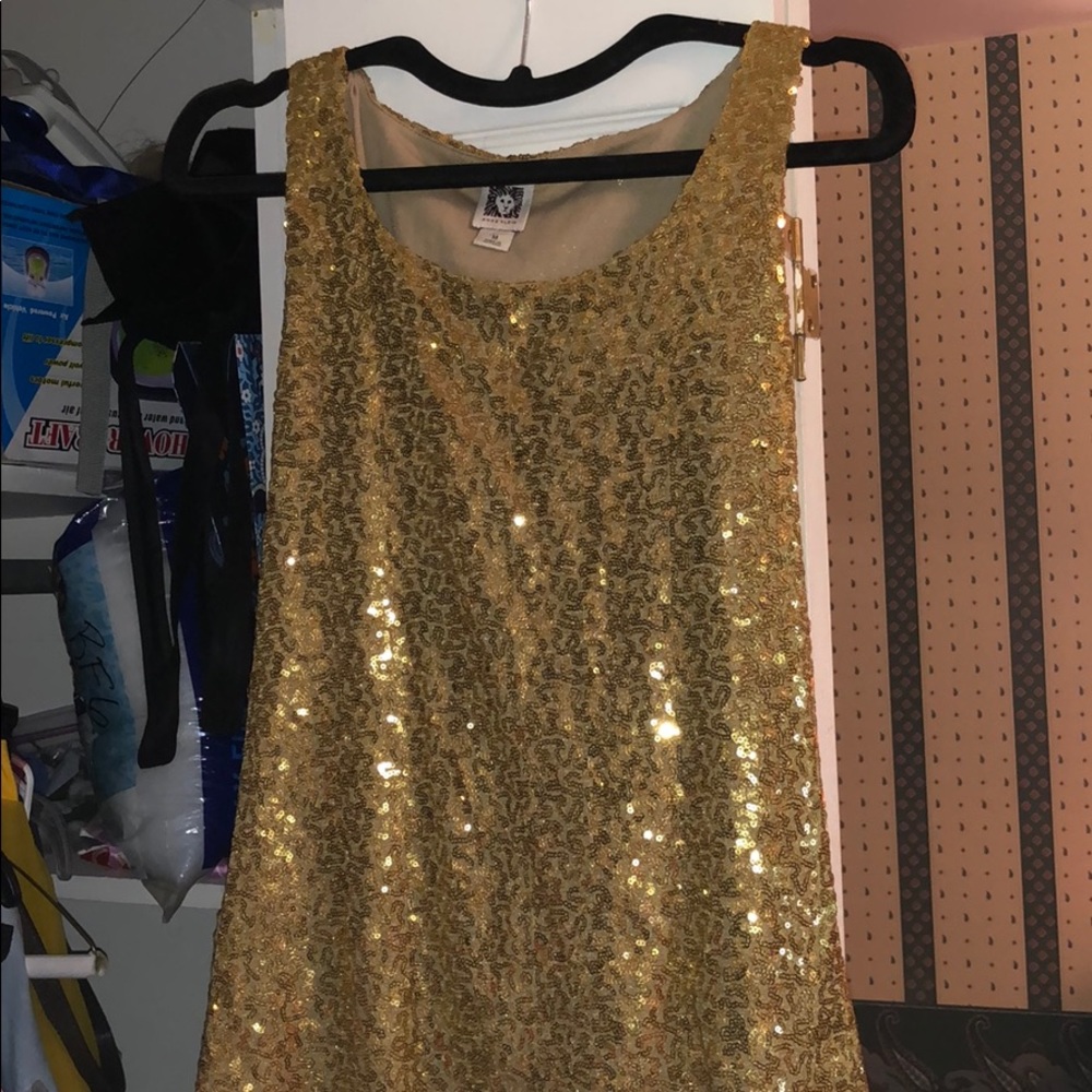 Anne Klein gold sequin tank top